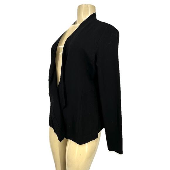 Eileen Fisher Small Open Draped Front Blazer Jacket Black Knit 39-27 - Picture 2 of 8